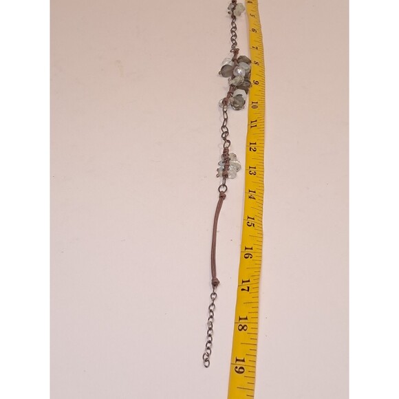 Peyote Bird Green Gray Silver Gemstone Bead Mix Wax Cord Chain Necklace 17" NWT - Picture 10 of 10